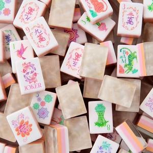 Jeu de Mahjong américain en acrylique bleu ciel pour 4 joueurs, tuiles imprimées UV, encre personnalisée, 160 tuiles en Lucite, logo personnalisé - Product Image 2