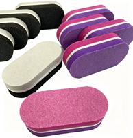 Bloc polissoir à ongles professionnel en éponge, mini ovale, couleurs assorties, grain 100/180, lime à ongles en éponge pour la vente en gros mondiale