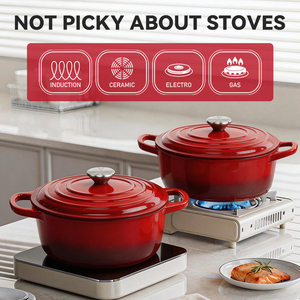 Meilleur équipement de cuisson antiadhésif, batterie de cuisine ronde <span class=keywords><strong>en</strong></span> <span class=keywords><strong>fonte</strong></span>, faitout, <span class=keywords><strong>cocotte</strong></span>, four hollandais émaillé - Product Image 1