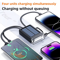 Batterie solaire portable à LED lithium-ion avec câble, 10000 mAh, sortie multi-ports personnalisée, chargeur de téléphone, stations d'alimentation