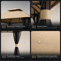 Gazebo métallique élégant 10x10 pieds à toit arqué, design à double toit, auvent ventilé pour bord de piscine, vente en gros, direct usine