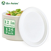 Assiette jetable polyvalente en fibre de bagasse de canne à sucre biodégradable pour supermarchés