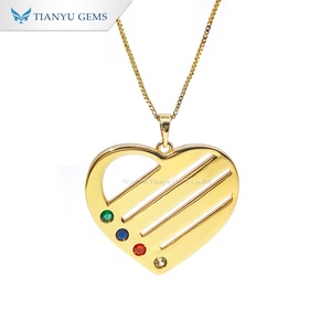 Collar con colgante en forma de corazón chapado en oro Tianyu, con piedras preciosas de colores, joyería de moda para mujer - Product Image 1