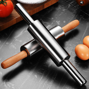 Chất Lượng Cao New Phong Cách Công Cụ Nướng Thép Không Gỉ Cán <span class=keywords><strong>Pin</strong></span> Stick Pastry Bánh Pizza Bột Con Lăn Với Tay Cầm Bằng Gỗ Cho Nướng - Product Image 5