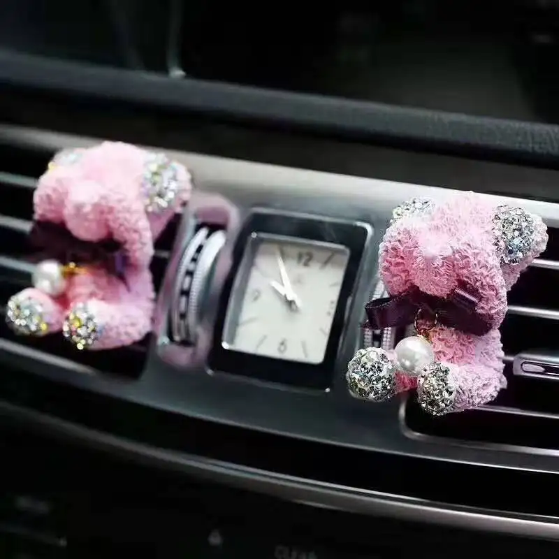 통풍구 위에 블링 크리스탈 자동차 핑크 베어 공기 청정기