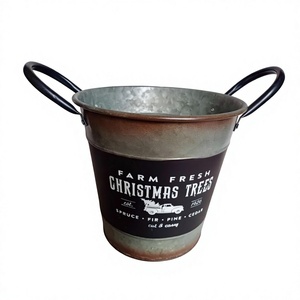 Seau à glace rustique avec poignées, designs personnalisables, qualité alimentaire, refroidisseur à champagne et vin, idéal pour les cadeaux de Noël et les fêtes - Product Image 1