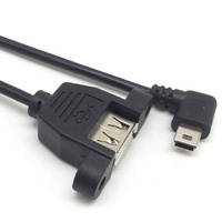 Cable de Montaje en Panel Mini-B a USB Tipo A Hembra en Ángulo Recto
