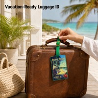 Etiqueta de Equipaje de Cuero PU con Logotipo Personalizado Impreso a Todo Color, con Ranura para Tarjeta de Identificación, para Maleta, Regalo de Viaje, Porta Pasaportes, Etiqueta con Nombre