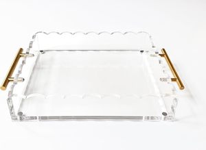 Chuyên nghiệp vỏ sò rõ ràng Acrylic khay với Vàng xử lý lưu trữ Organizer <span class=keywords><strong>Tabletop</strong></span> nhựa lưu trữ khay - Product Image 2