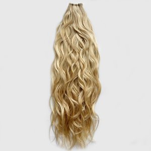 Extensions de cheveux humains russes ondulés, blond cendré clair, 10-26 pouces, doux et soyeux, tissés à la main, directement de l'usine - Product Image 2