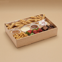 Boîte de churros à emporter avec logo personnalisé support à une main diviseur de sauce couverts emballage de churros frites jetables à emporter