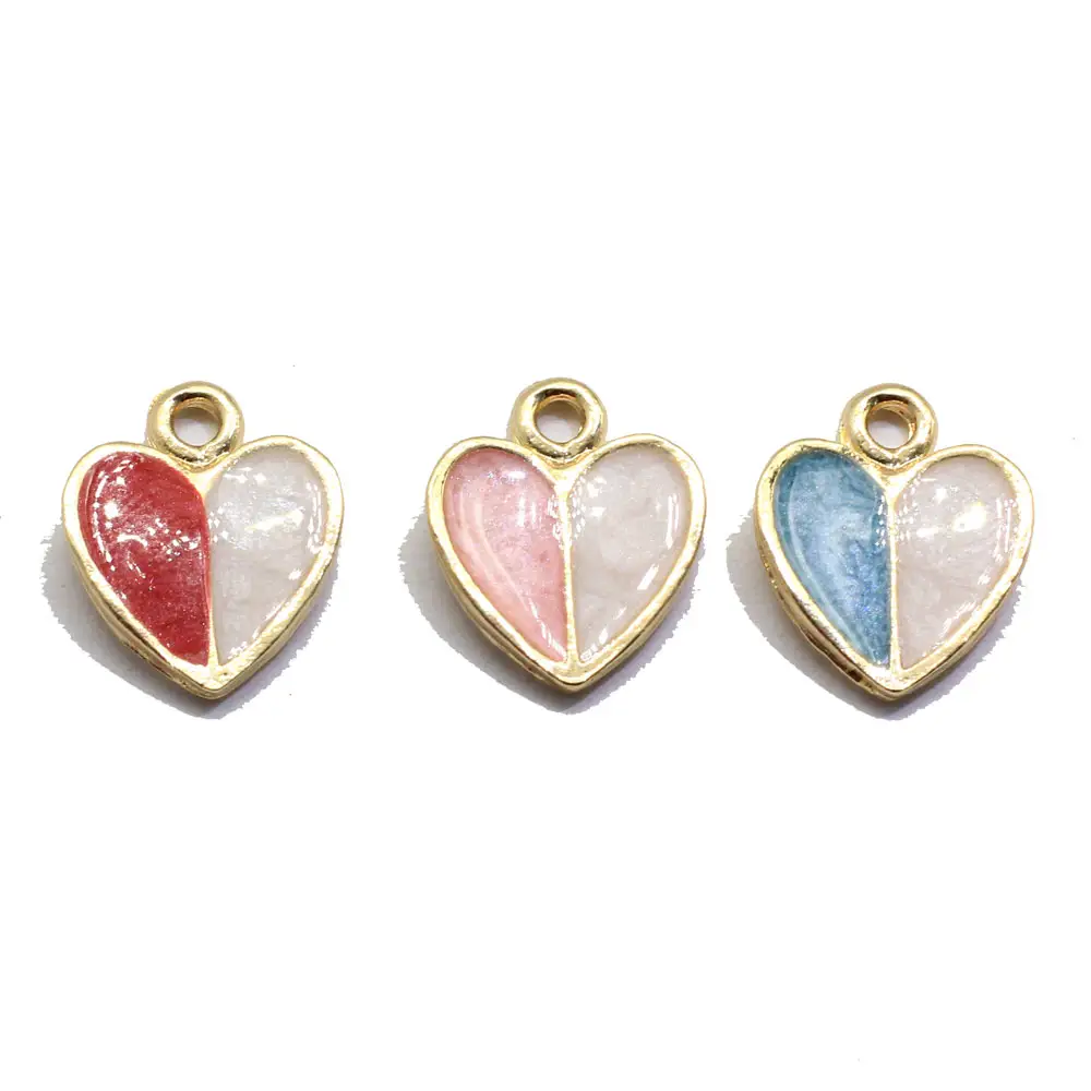Hot Popular AB Color Heart Shape Enamel Charms Pendant for DIY Valentine's Day Jewelry for Fashion Accessorizing