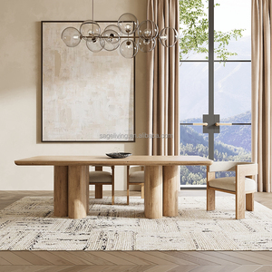 Sagelving đồ nội thất sang trọng bàn ăn hình chữ nhật bàn ăn đặt hiện đại rắn gỗ sồi ăn Bàn và ghế đặt - Product Image 1