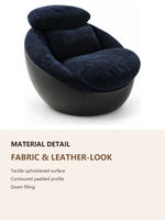 Fauteuil lounge moderne bleu foncé aspect bouclé, fauteuil d'appoint incurvé rembourré, siège individuel pour salon, hall d'hôtel