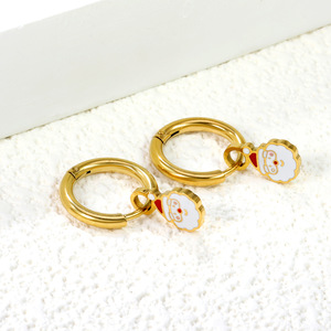 Christmas Santa Claus <b>Clip</b>-on Earrings Zinc Alloy Cartoon Design Gift Jewelry - Product Image 1