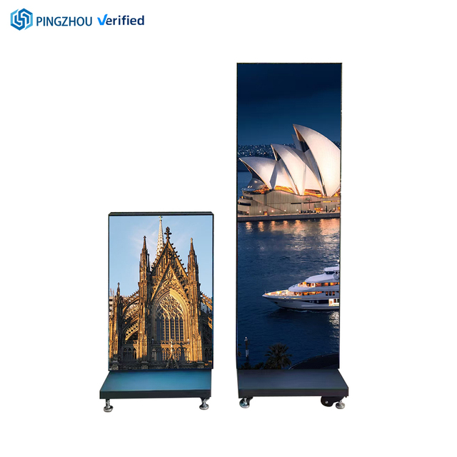 Indoor Digital Foldable Portable LED Poster Display Stand with P1.2-P2.5 Pixel Pitch IP65 5-Year Warranty Built-In/Cloud CMS
