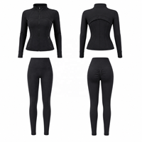 Ensembles de sport pour femmes : Veste zippée et leggings froncés, ensemble 2 pièces pour gym et yoga, vêtements de fitness personnalisés