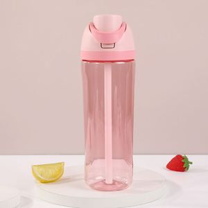 Tritan High Quality Double <b>Drinking</b> <b>Straw</b> Transparent <b>Plastic</b> Pop-Up Lid Travel Fruit Cup 750Ml Fitness Sports Water Bottle - Product Image 5