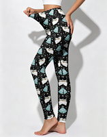 Leggings de yoga de cintura alta para mujer, estampado de ángel y cerdo navideño, ajustados, con gráfico de bosque nevado, pantalones de entrenamiento, ropa deportiva