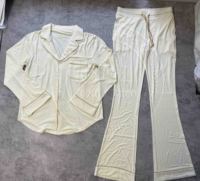 Ensemble de vêtements de détente pour femmes Y2K, logo personnalisé, t-shirt bébé raglan et pantalon évasé, ensemble 2 pièces en coton extensible, tailles plus grandes pour femmes