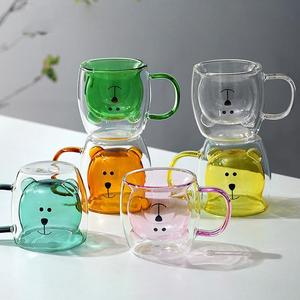 Verrerie faite à la main <span class=keywords><strong>de</strong></span> 250ml à double paroi en verre tasse intérieure <span class=keywords><strong>ours</strong></span> à haute teneur en borosilicate tasse à café en verre design vente en gros - Product Image 2