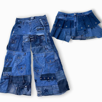 DiZNEW Jeans pour femmes Pantalons personnalisés Blue Wash Loose Patch Low Rise Jeans pour femmes