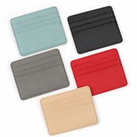 Dompet Kartu Kulit PU Tipis Logo Kustom untuk Pria Wanita, Minimalis, Kantong Depan, Tempat Kartu Kredit 3 Slot, Hadiah Bisnis Tipis
