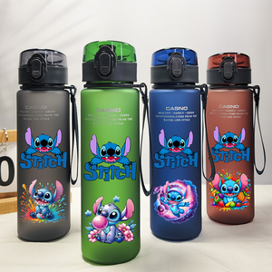 Vaso de Plástico de 560 ml de Lilo & Stitch, Taza para Beber con Estampado de Anime de Stitch y Angel, Botella Esmerilada Negra, Azul, Verde, Roja, Regalos - Product Image 2