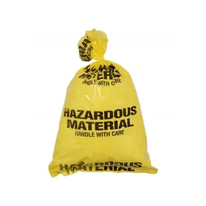 Eliminación de bolsas de residuos peligrosos de polietileno amarillo polivinílico de gran tamaño pequeño