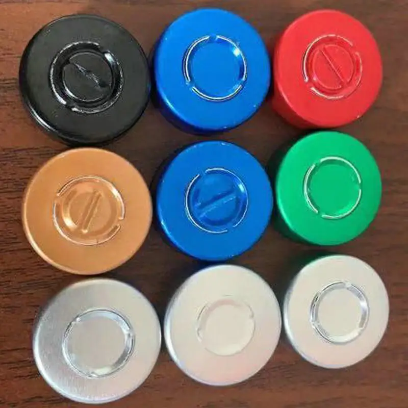 Hot sale bottle cap of aluminium body with colorful plastic lid 13mm 15mm 20mm Tear Off Cover with and for Sealing Glass Viales