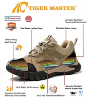 Sepatu Keselamatan Kerja Tiger Master Anti-benturan, Pelindung Jari Kaki Baja, Anti-tusuk, Anti-selip, Anti-minyak, Sol Karet Tahan Lama untuk Pabrik dan Gudang