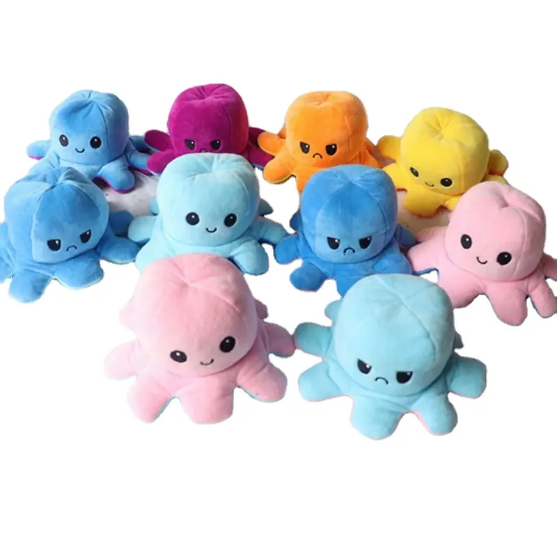 Low MOQ Stuffed Animals Toys Cute Octopus Plush Toy Double Side Flip Reversible Octopus Plush for Kid Gift