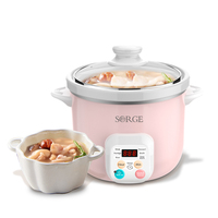 Sorge Electric Programmable 1.5L Slow Cooker dengan Tutup Kaca, Panci Luar Cold Plate, Bersertifikasi CE, Kontrol Timer Digital, Multifungsi