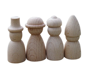 Figurine de poupée en bois de hêtre naturel sculpté, à peindre soi-même, non finie, décoration de bureau, artisanat en bois, ornement pour enfants - Product Image 4