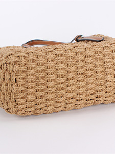 French High-end Western-style <b>Large</b>-capacity Handmade Zip Two Straw Woven <b>Bag</b> Solid Color All-match Hollow <b>Beach</b> Holiday Tanjing - Product Image 4