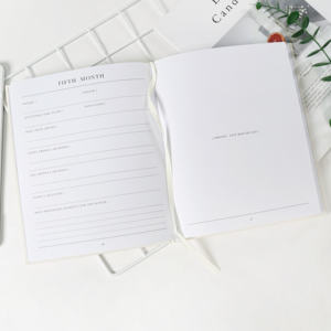 Carnet de journal mensuel pour bébé <span class=keywords><strong>personnalisé</strong></span>, <span class=keywords><strong>couverture</strong></span> en lin, souvenir de la croissance du bébé, livre de souvenirs pour nouveau-né, premier anniversaire - Product Image 3