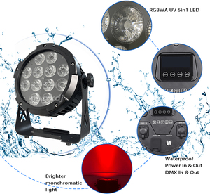 Ngoài trời Pin LED <span class=keywords><strong>PAR</strong></span> IP65 pin không thấm nước <span class=keywords><strong>Powered</strong></span> LED <span class=keywords><strong>PAR</strong></span> 12x18 Wát rgbwa UV 6in1 không dây DMX pin LED <span class=keywords><strong>Flat</strong></span> <span class=keywords><strong>Par</strong></span> ánh sáng - Product Image 3