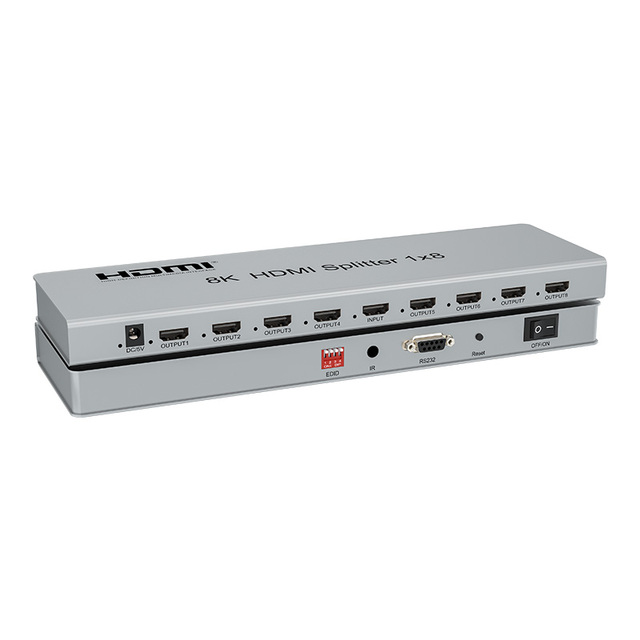 High Quality 8K 60Hz 2.1 HDMI Splitter 8 Port 8Way 4K 120Hz 7860x4320 3D 1 in 8 Out UHD Edid HDMI Splitter 1x8