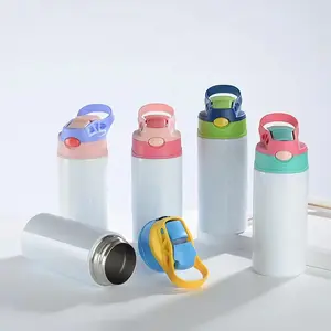 Botol air 350ml Vacuum Flask anak-anak dinding ganda dapat disesuaikan untuk anak-anak dengan sedotan lembut dan tutup