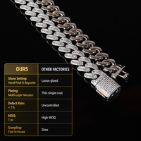 Chaîne cubaine en zircon cubique glacé, longueur personnalisée, bijoux hip-hop en moissanite pour marque privée en gros