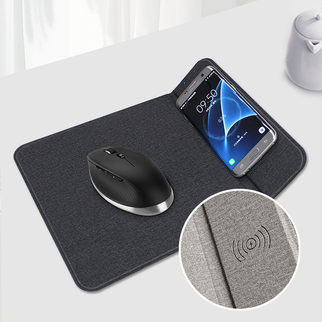 Wholesale Custom Eco-Friendly PU Leather Folding Wireless Charging Mouse Pads Fashion Pattern 15W Top Feel Stock