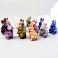 Ornement Lapin Pierre en Agate Multicolore Sculpté à la Main, Gravé et Poli, pour Décoration Maison et Voiture, Idéal Cadeau (Vente en Gros)