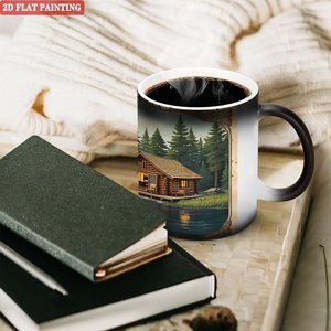 Mug classique fin en céramique noir givré 11oz, tasse à thé thermosensible changeant de couleur - Product Image 3