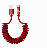 Kabel USB ke Tipe C 120W Pengisian Daya Super Cepat, Kabel Data Berbahan Nilon Kepang Spiral untuk Smartphone, Tablet, Laptop, Mobil