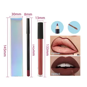 Wholesale High Quality Own Brand Lip Liner Lipstick Nude Vegan Private Label Cosmetics Pigmented 2 In 1 Lipstick Lip Liner Kit