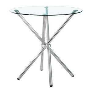 Precio de fábrica barato moderno de vidrio templado redondo Mesa de <span class=keywords><strong>Cristal</strong></span> patas de madera efecto patas mesa de comedor - Product Image 3