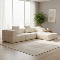 Canapé Rectangulaire Compressé en Tissu Velours Nuage, Sans Cadre, Housse Moderne Pliable en Velours, Haute Résilience, Sous Vide