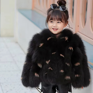 All'ingrosso per bambini in inverno addensa <span class=keywords><strong>pelliccia</strong></span> di volpe <span class=keywords><strong>nera</strong></span> giacca di <span class=keywords><strong>pelliccia</strong></span> vera e soffice per bambini - Product Image 2