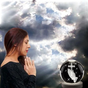 क्रिस्टल 3 डी वर्जिन मैरी लेजर उत्कीर्णन क्रिस्टल बॉल का आधार धार्मिक उपहारों के लिए रोटरी के साथ आधार - Product Image 4