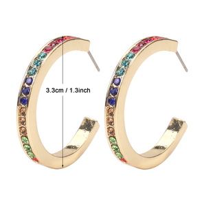 ต่างหูแบบห่วง ชุบทอง 22k ประดับเพชรรุ้ง ทรงช่องใส่เพชร เหมาะสำหรับใส่ทุกวัน สไตล์ทันสมัยสำหรับทุกเพศ - Product Image 2